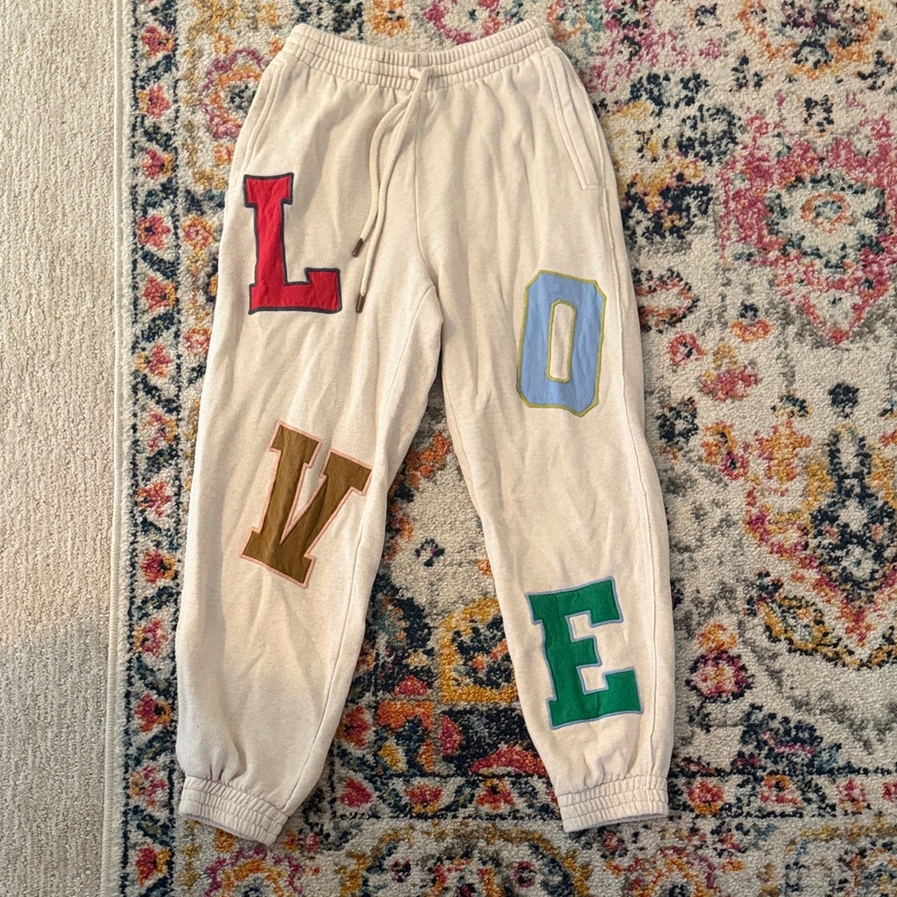 Aerie Cream Love Letter Joggers